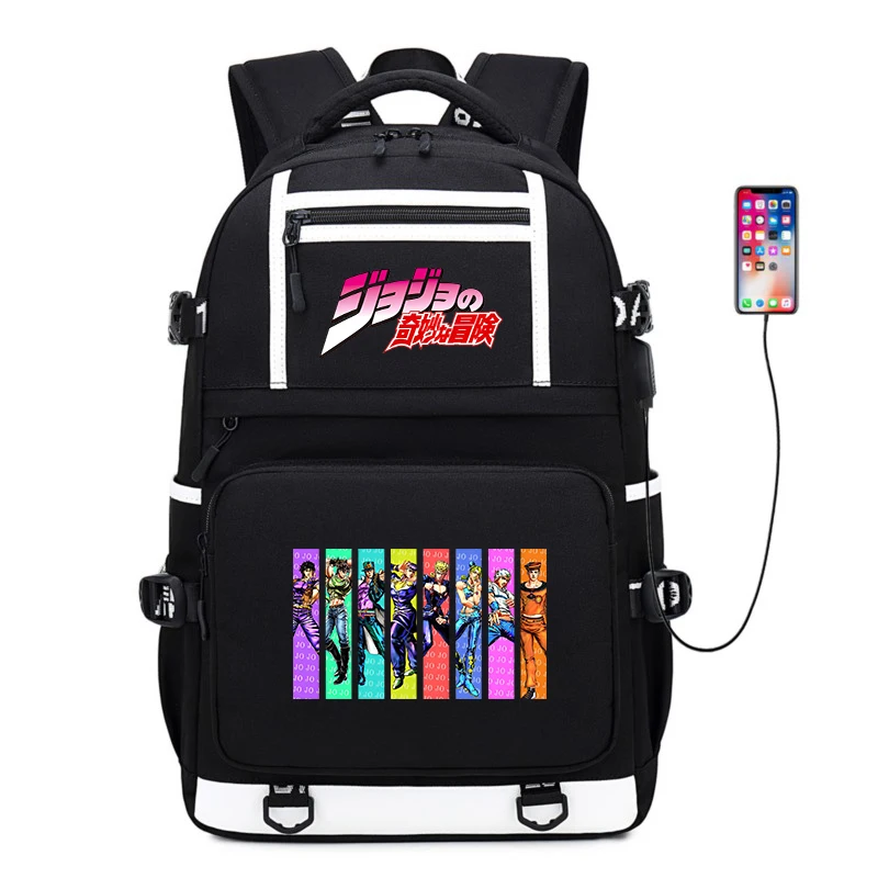 

Jojo Bizarre Adventure anime student school bag black backpack large capacity travel bag kids school gift