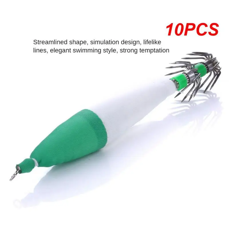 

10 шт./лот, 10,5 см, 6 г, джиг для кальмара, жесткая приманка для каракатиц, светящиеся рыболовные снасти, оборудование, деревянная приманка для рыбалки с креветками