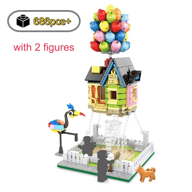 Funxinee kit de modelo de montagem técnica criativa, casa de balão, tijolos de construção moc, haste educacional, presente de aniversário de natal, 686 peças