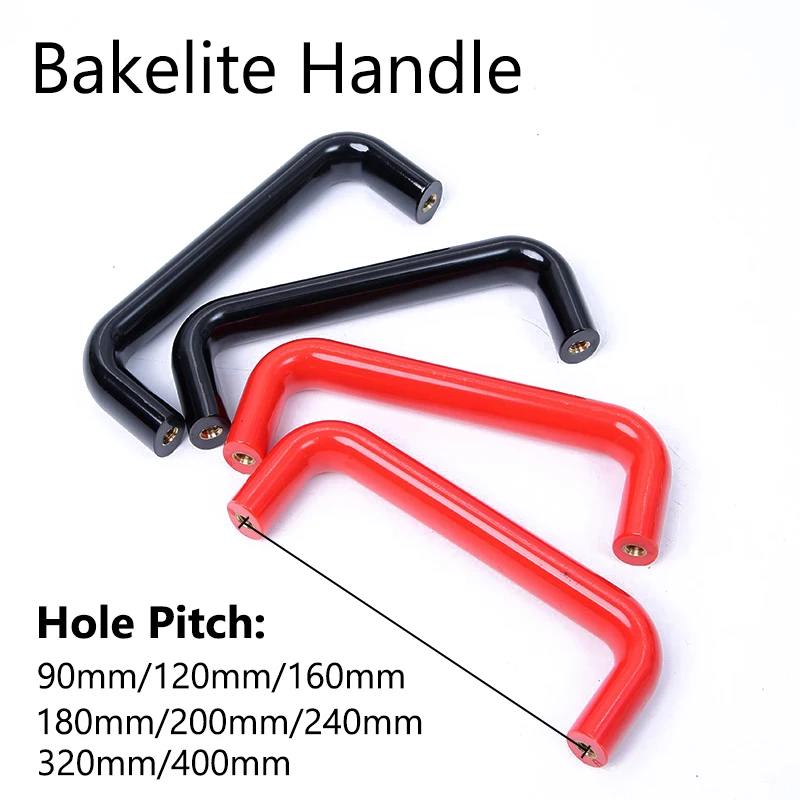 Bakelite Plastic Handle Black/Red Pull 90mm,120mm,160mm,180mm,200mm,240mm,320mm,400mm M6/M8 Hole Insulation and Anti-static