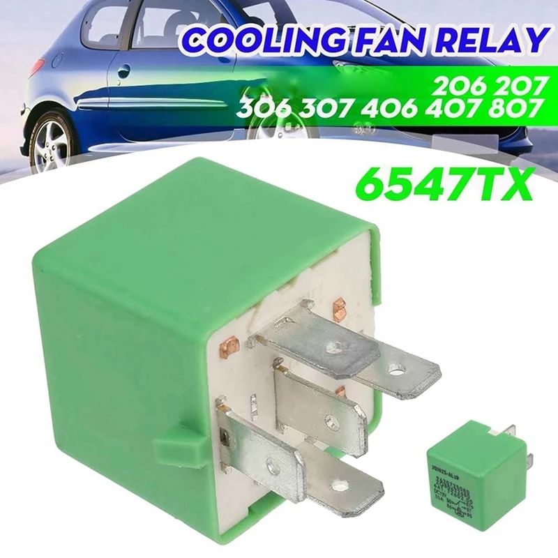 5X 12V 35A 5 Pins Cooling Radiator Fan Relay Green 6547TX For Peugeot 206 207 306 307 406 407 807