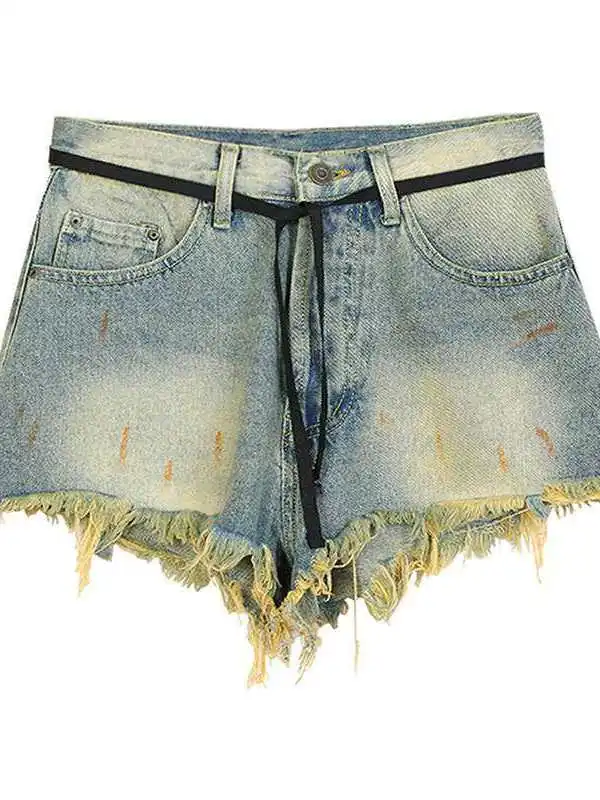 

Джинсовые шорты с высокой талией для женщин, летние, новые, свободного кроя, для среднего возраста, больших размеров, из эластичной ткани PU