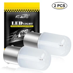 Clignotants de voiture LED, feux de freinage, ampoule, blanc, ambre, P21W, 1156, BA15S, 1157, BAY15D, P21, 5W, R5W, R10W, 18SMD, 3030, DRL, 12V, 2 pièces