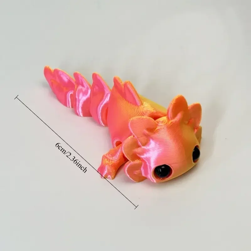 Mini 3D Printed Axolotl 6CM Cute Articulated Animal Figurines Jointed Movable Ocean Animal Desktop Decoration Figurine