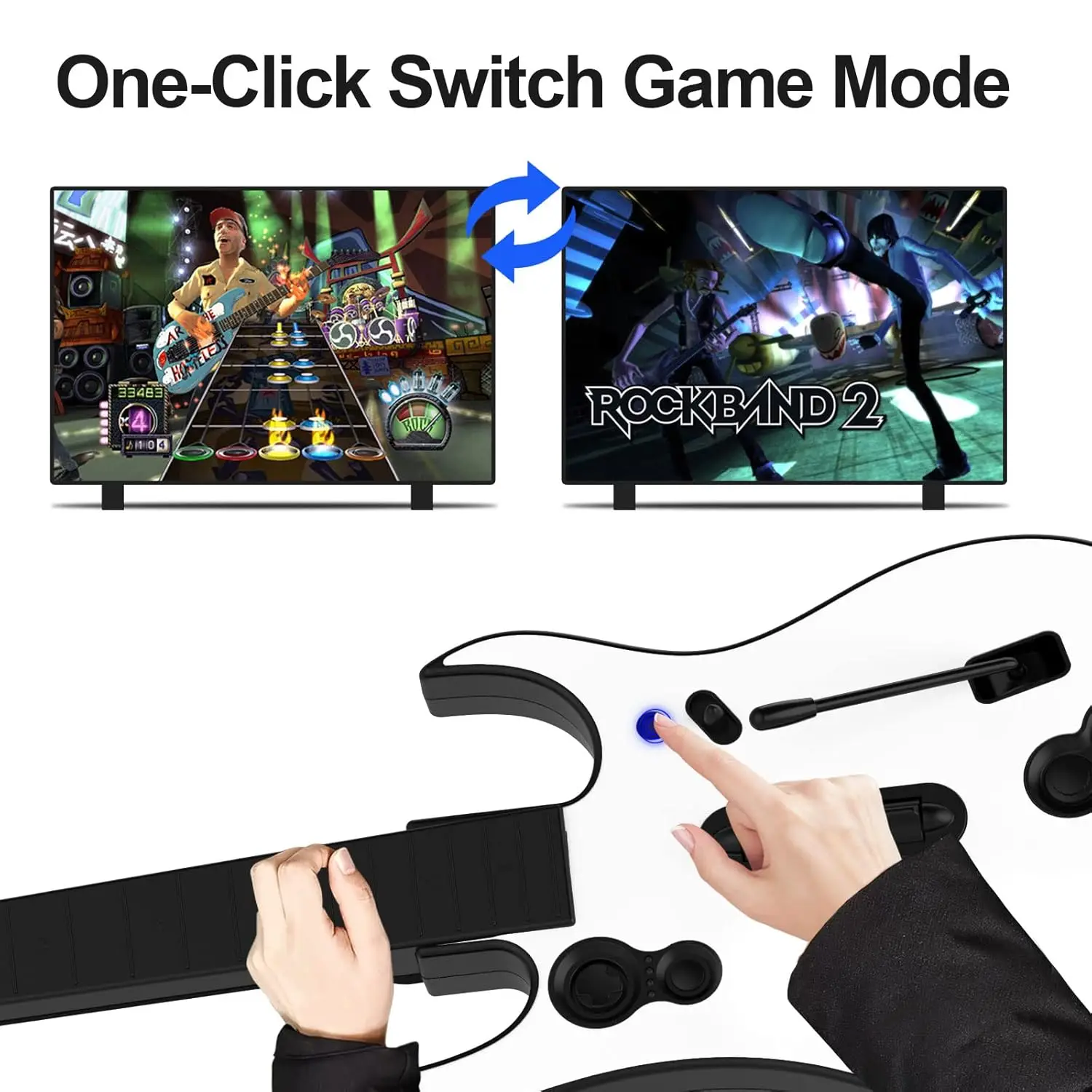 DOYO 2.4G Wireless Guitar Hero Controller for PC PS3 Compatible With Clone Hero Rock Band Games Remote Joystick Console