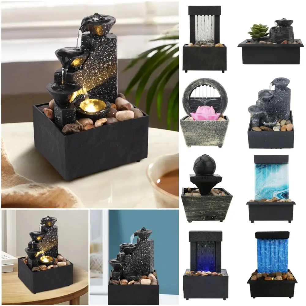 Circulating Water Flow Water Fountain Battery/Plugged in Micro Landscape Chinese Fengshui Waterfalls ABS Waterfall Decoration