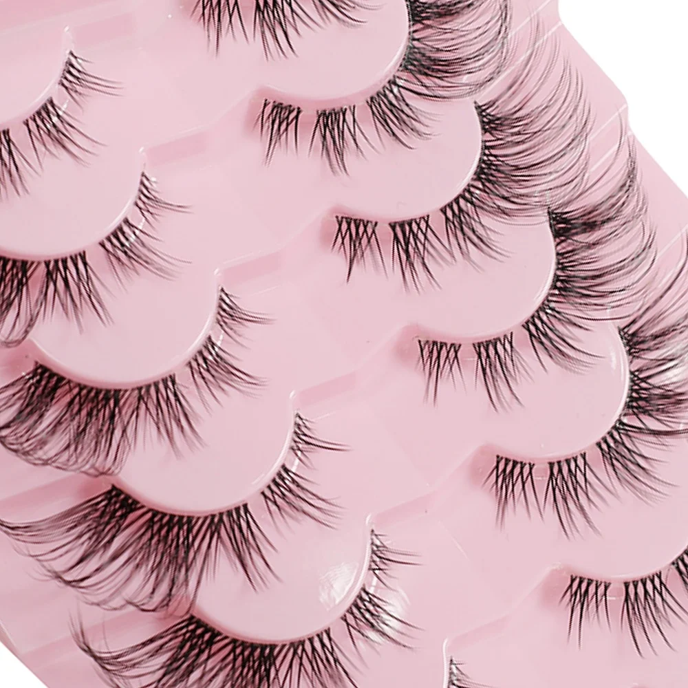 7組の混合長さつけまつげセット、ナチュラル＆キャットアイスタイル、CCUDカール、再利用可能、無臭