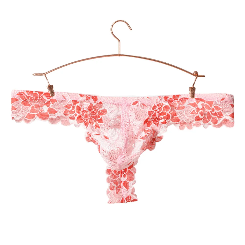 Men Flower Lace Mesh G-string Thong Seamless Sissy Underwear Erotic Pantie Brief Hombre Male Lingerie String Tanga