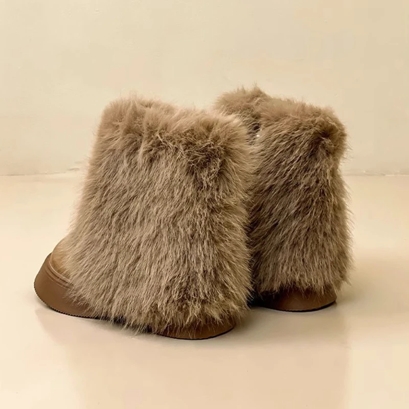 Winter Fluffy Snow Boots Keep Warm White Fur Women Ankle Boots Furry Lightweight Trend Cozy Girls Shoes Fashion Botas Mujer