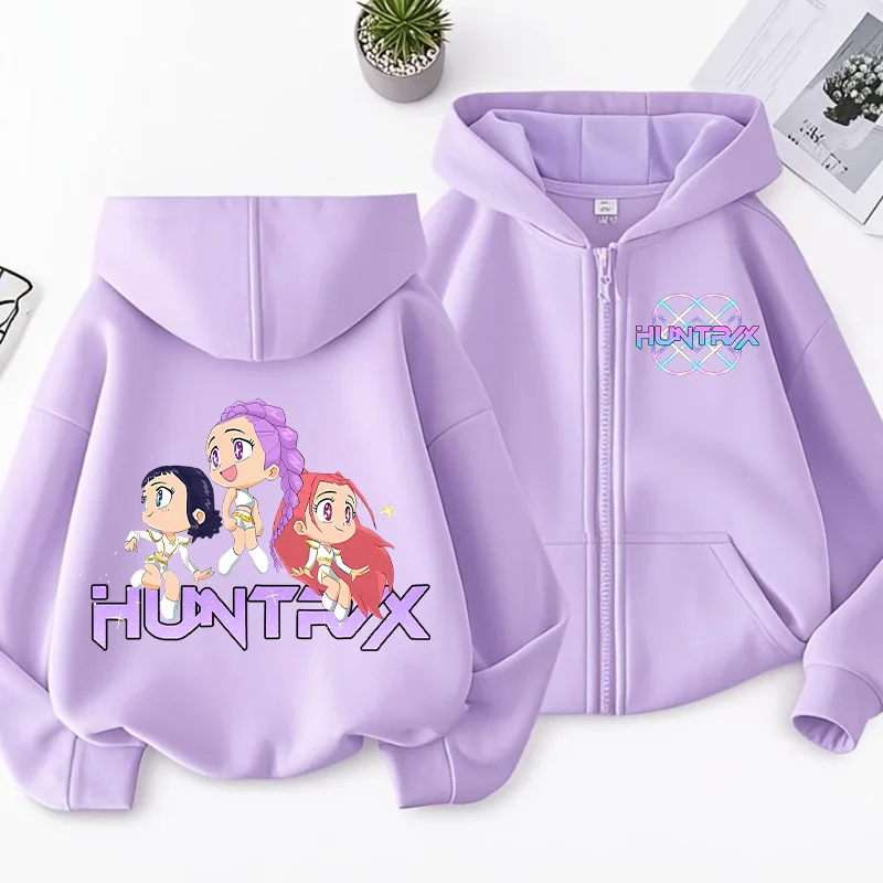 

Кардиган KPop «Охотники на демонов» для девочек, весенне-осенний тонкий модный Harajuku, повседневная толстовка с капюшоном, кавайное аниме-фигурное пальто, детский подарок