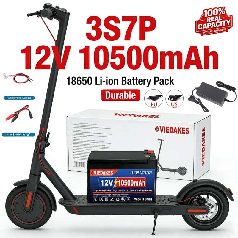 

100% Real Capacity 12V Lithium Battery Pack 10500mAh Large Cap Rechargeable Camping Hiking Power Source