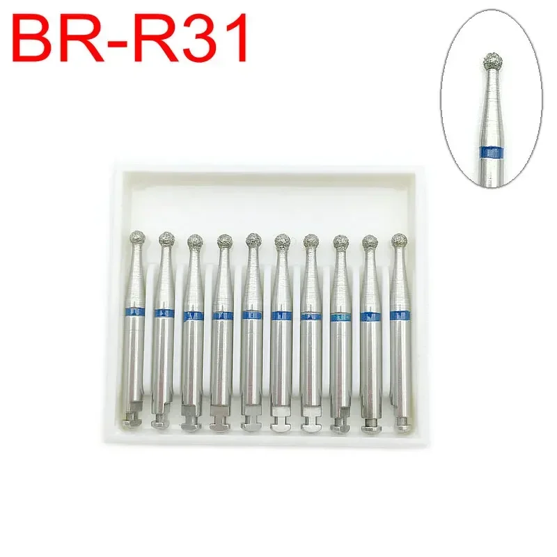 10pcs/box Dental Low Speed Diamond Burs For RA 2.35mm Shank Handpiece RA Diamond Burs Drill Polisher 36 Models Optional