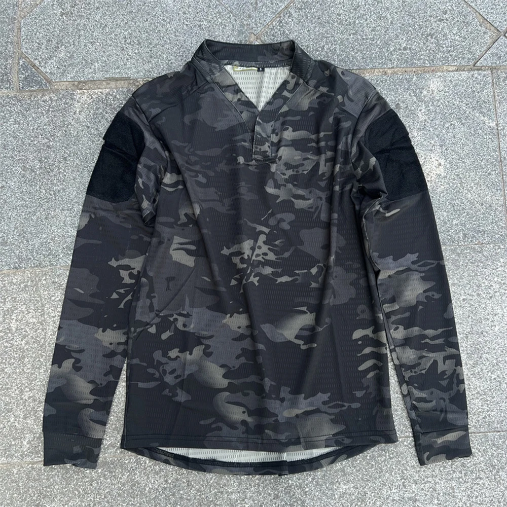 Outdoor tactical MCBK internet celebrity quick drying vs. tactical long sleeved T-shirt top sweat wicking V-neck ice sensation