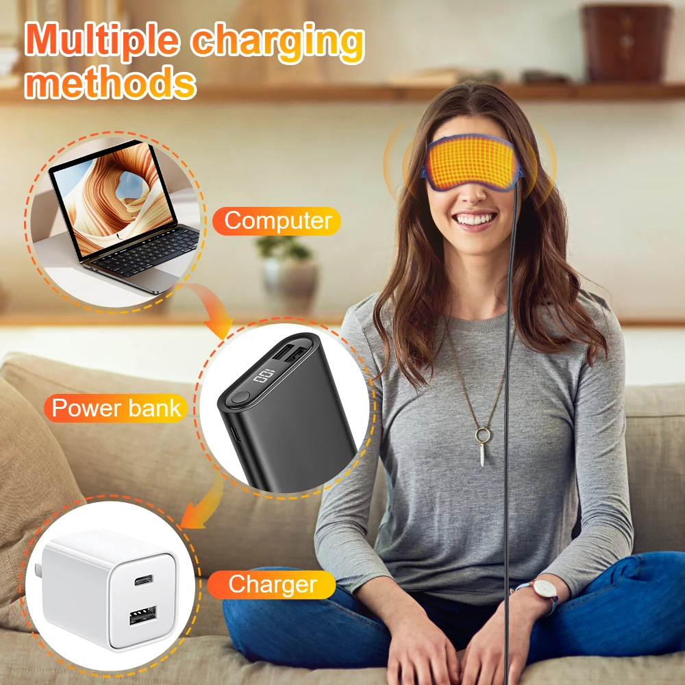 Infrared Hot Compress Eye Massager Relieve Fatigue Reduce Dark Circles Eye Bags Electric Heating Eye Mask Sleep Shading Massage