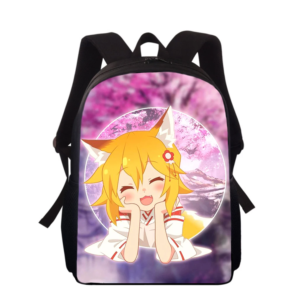 Mochila con estampado 3D de Anime the helpful fox senko san para niños, bolsas de escuela primaria para niños y niñas, mochila para estudiantes, bolsa para libros escolares, 15"