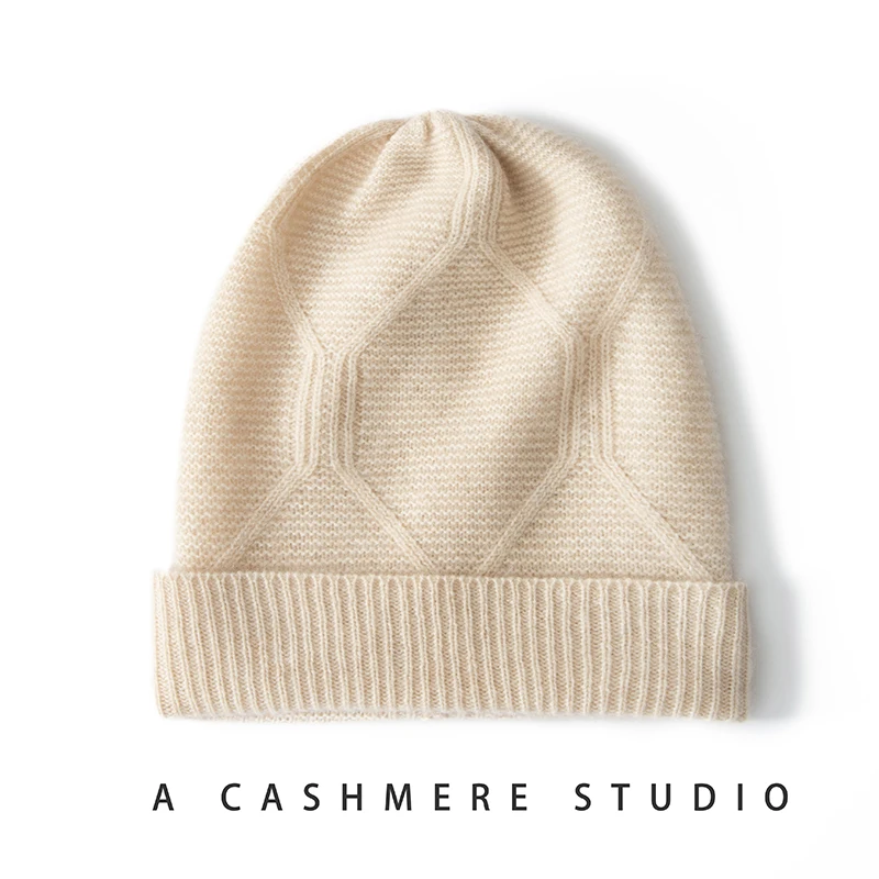 

Новая модная кашемировая вязаная сложенная шапка в рубчик с бриллиантами, уличная зимняя женская повседневная однотонная теплая шапка с защитой ушей