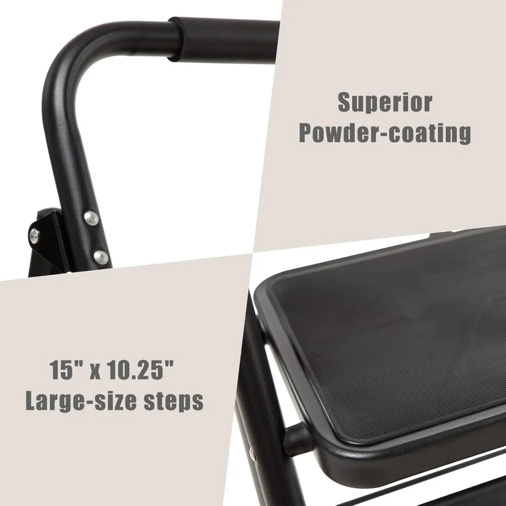 складной 3-ступенчатый табурет с поручнями для взрослых — вместимость 330 фунтов, легкий и портативный.