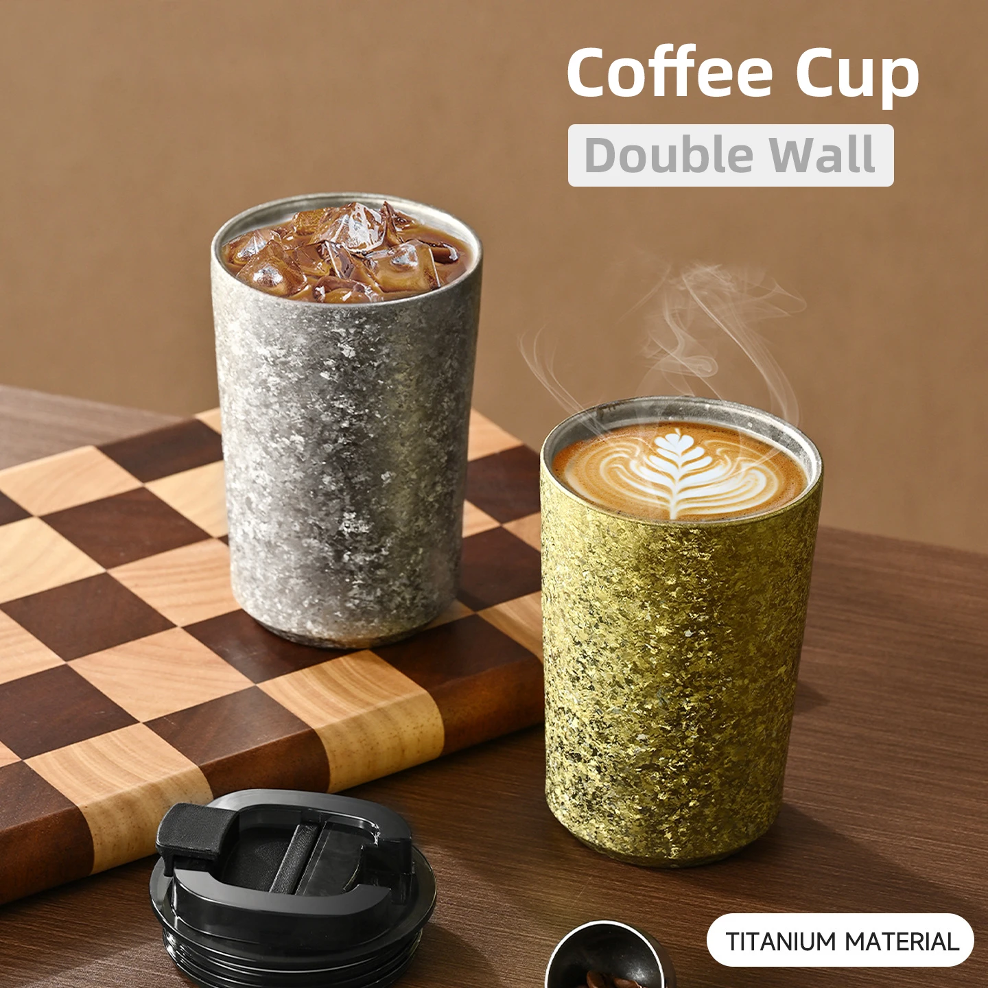 

Titanium Mugs Coffee Cup Double Wall Titan Thermos 380ML 12OZ Tea Beer Milk tumblr Vacuum insulated termos thermo mug titanio