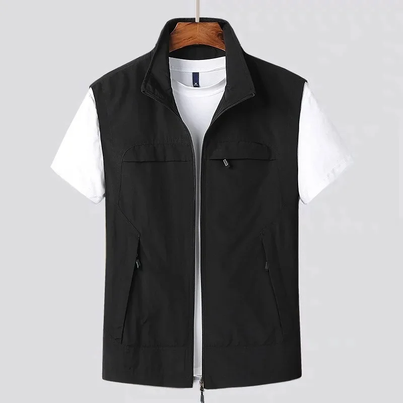 B&C New Men's Quick Drying Casual Vest Simple Solid Color Mens Jacket Comfortable Lightweight Male Clothing Oversized Jacket