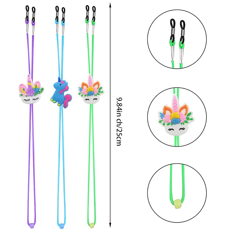 8PCS Kids Glasses Strap Unicorn Rainbow Adjuster Stretchy Eyeglass Strap for Girls Boys