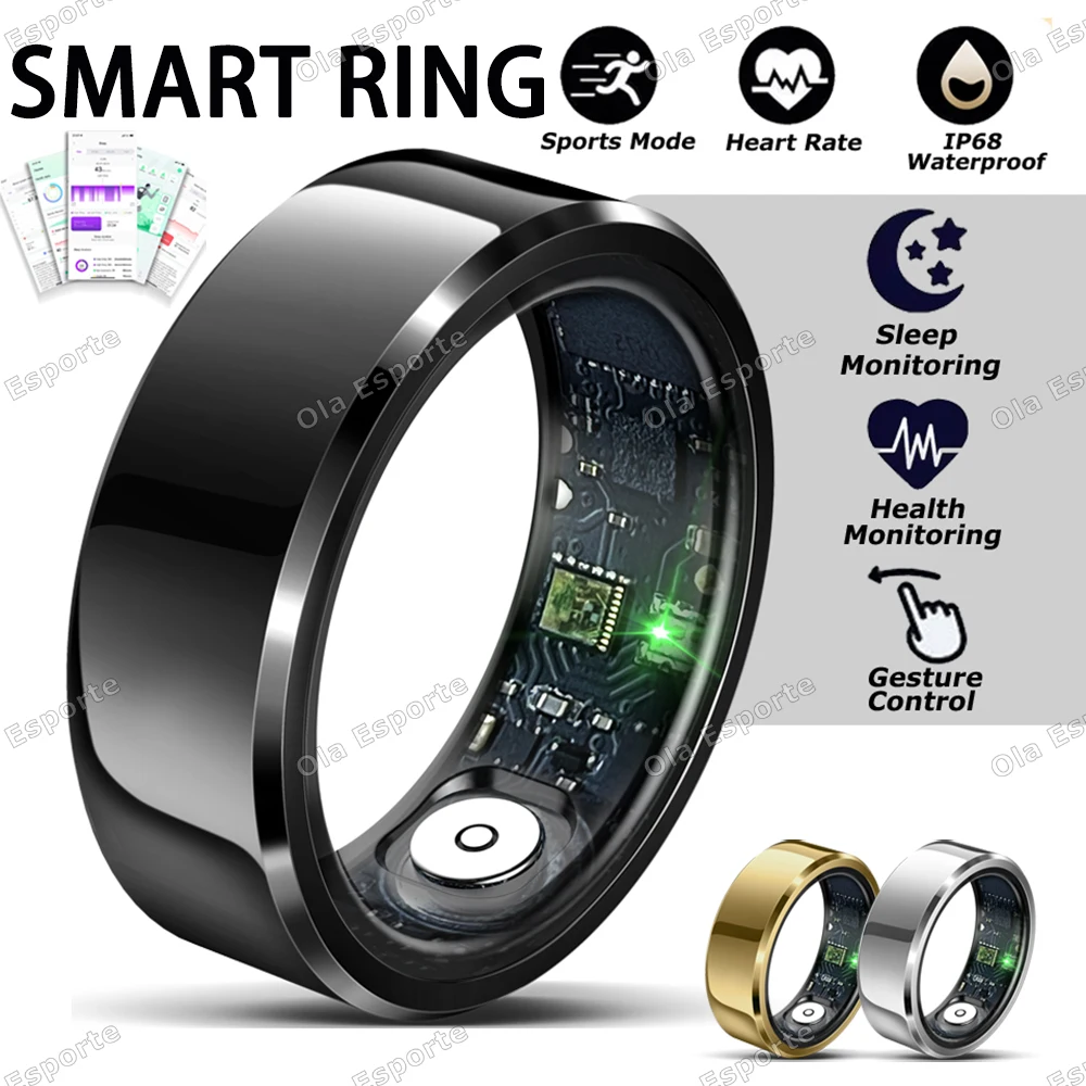 

New Smart Ring 2025 Heart Rate Blood Oxygen Sleep Monitoring Fitness Sports IP68 Waterproof Men Women Smartring For Android iOS