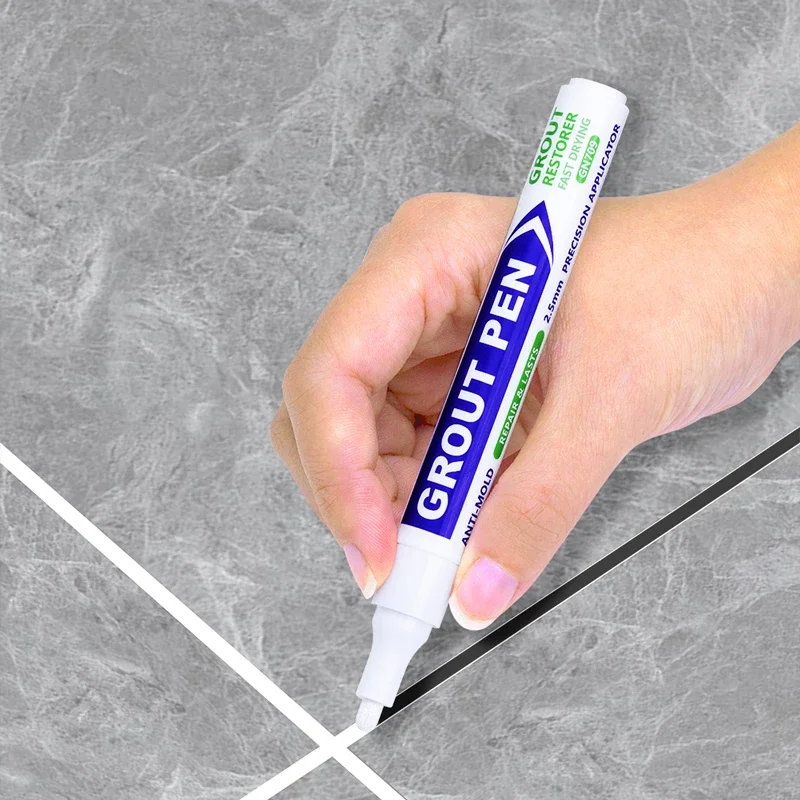 

Grout Pen Tile Paint Marker Waterproof Tile Grout Colorant and Sealer Pen Wide 2mm Tip for Bathroom Wall Floor Decoration Repair