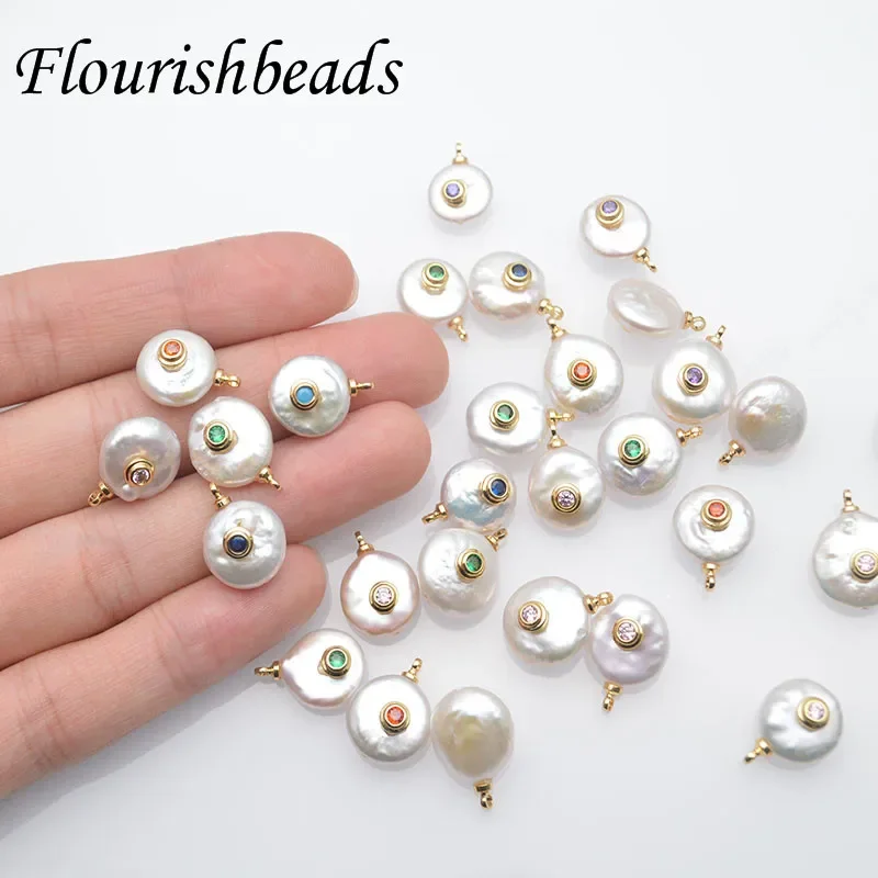 Colorful CZ Irregular Natural White Pearl Beads Charms DIY Necklace Earrings Jewelry Making 10-20pcs/lot