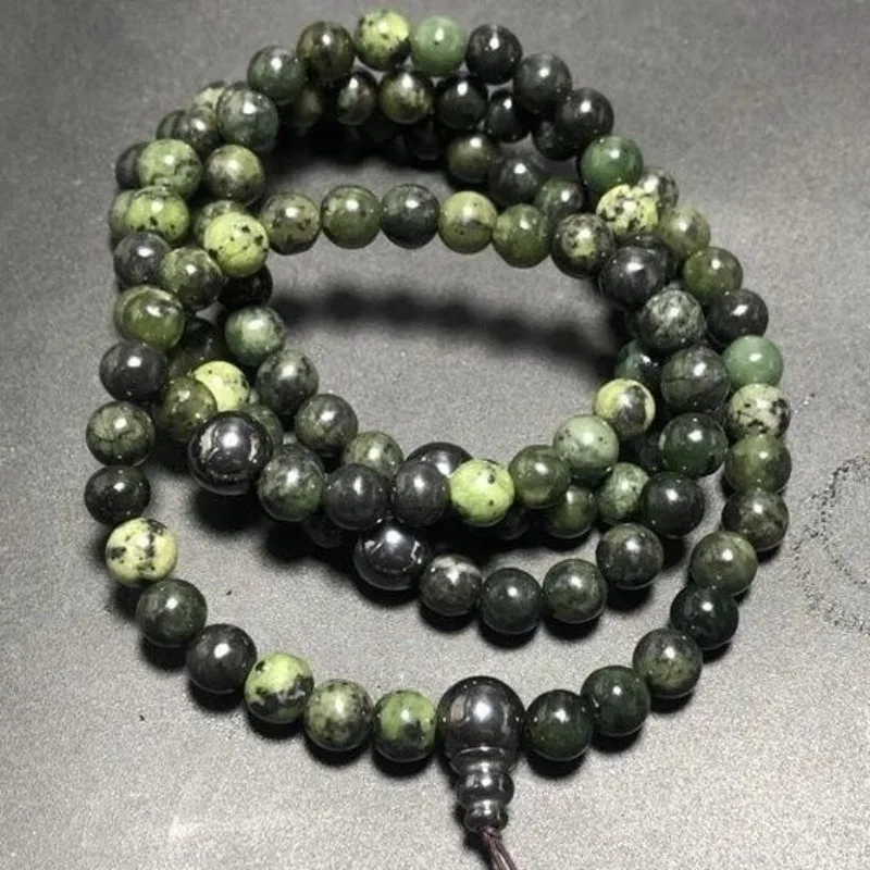 

Natural Tibetan Jade 108 Medicine King Stone Bracelet, Retro Versatile Necklace Sweater Chain Jewelry