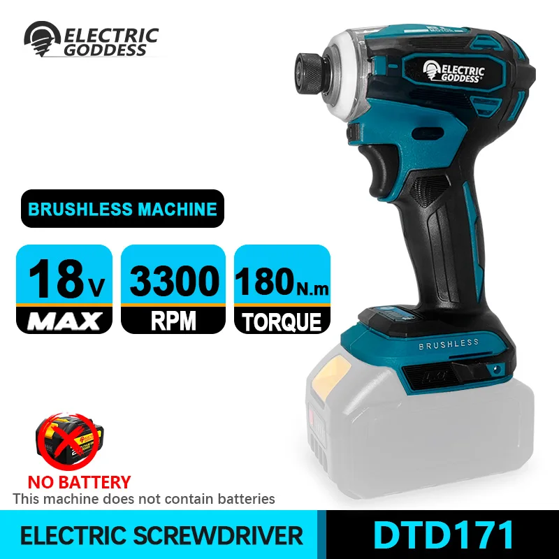 Electric Goddess DTD171 Brushless Impact Electric Driver Screwdriver Cordless Rechargeable Power Tool For Makita 18V Battery ﻿