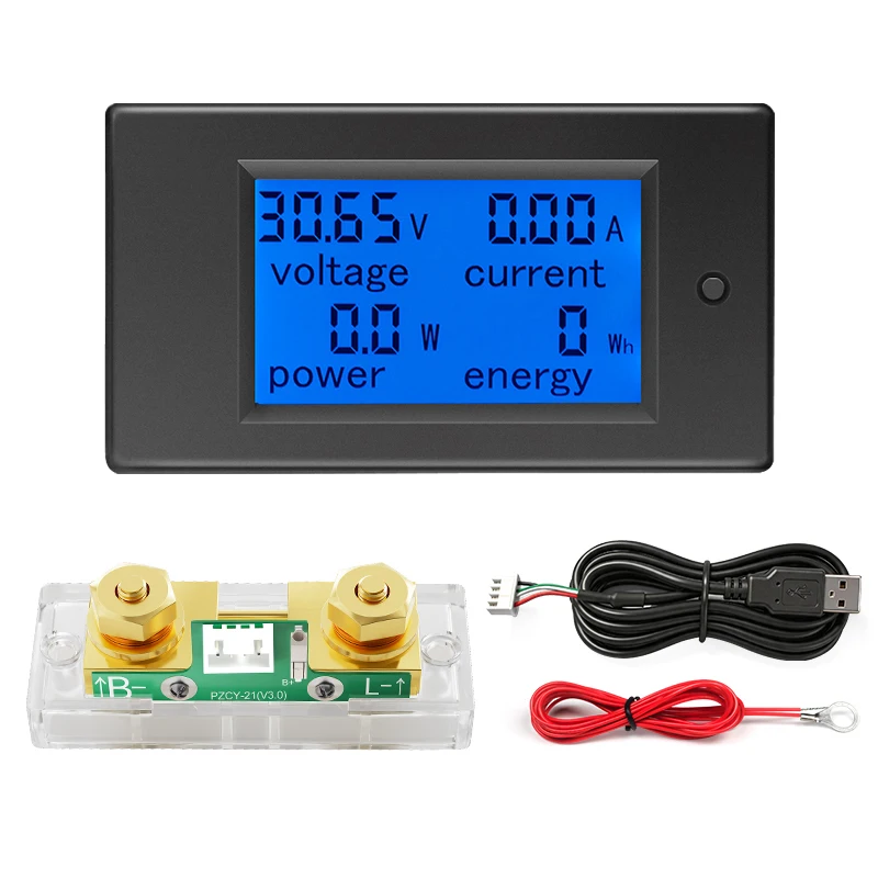 Peacefair PZEM-051USB/XH DC Multimeter 8-100V 100A LCD Display Voltage Current Power Energy Meter Wattmeter Solar Car E-bike