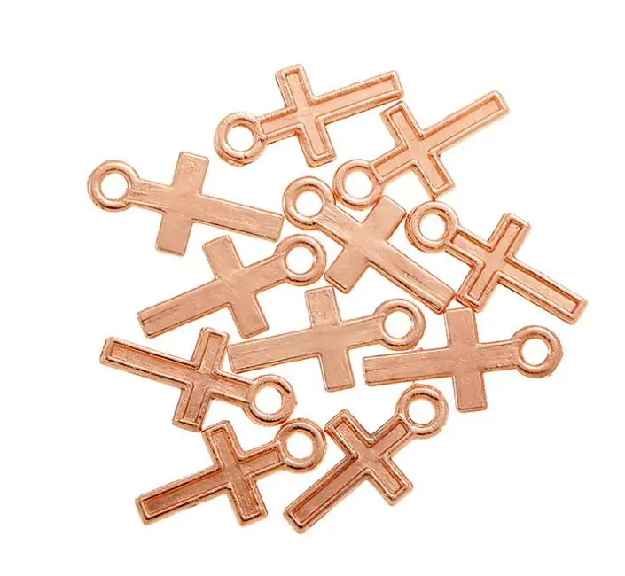 

50pcs 16*9mm Rose Gold Alloy Charm Cross Pendant