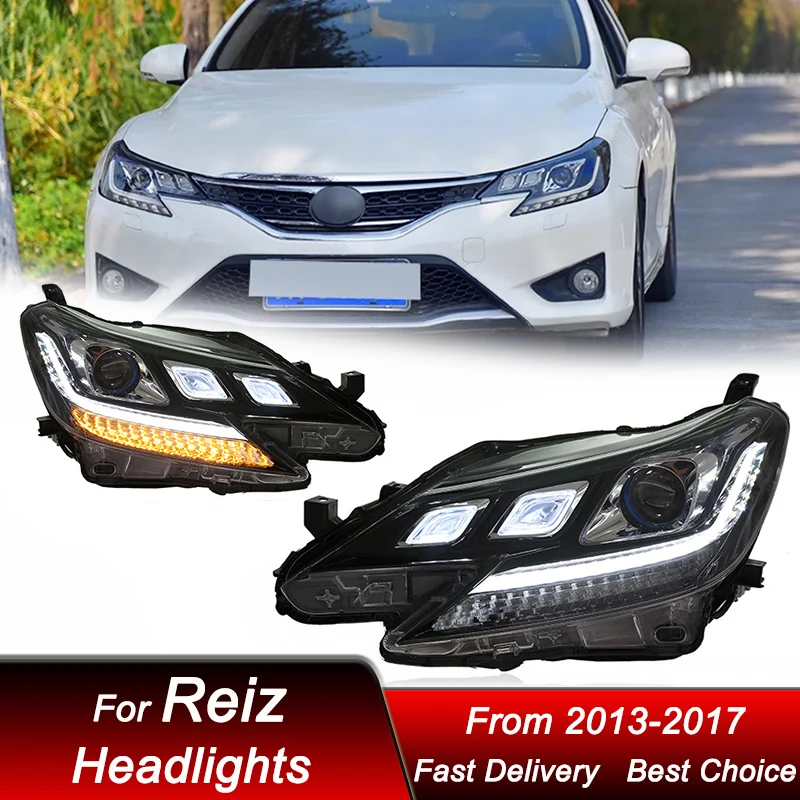 Car LED Headlights For Toyota REIZ MARK X 2013-2017 new style 3 lens LED Upgrade High Configure Projector Lens Accessories Kit