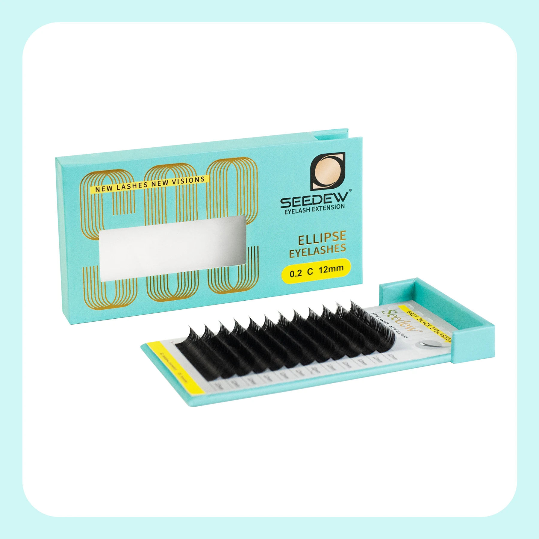 SEEDEW 0.15 0.20 Grau Schwarz Flache Ellipsenförmige Wimpern mit geteilten Spitzen, superweiche Wimpernverlängerung, natürliche falsche Wimpern – Detail 11