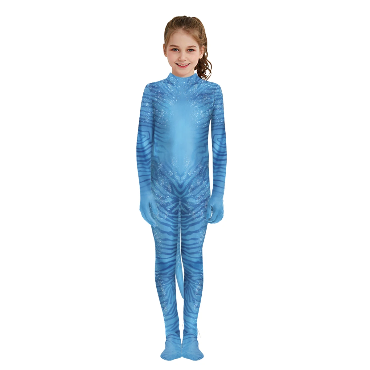 Avatar Jumpsuits Boy Girl Halloween Cosplay Costume Carnival Stage Performance Movie 2025 Avatar with Tail Zentai Bodysuits view 5