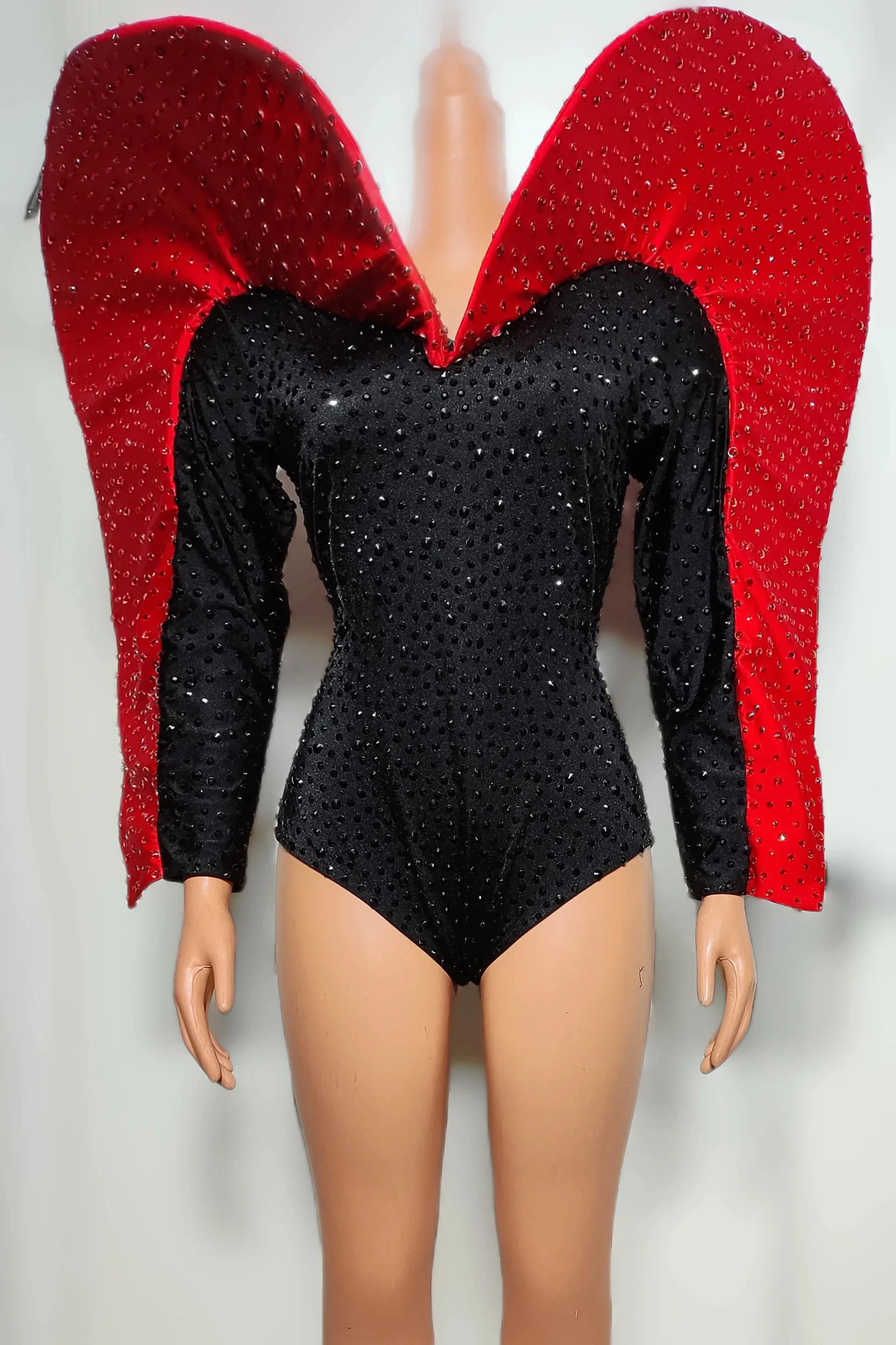 Full Rhinestones Long Sleeve Exaggerated Sexy Bodysuit Dance Costume Nightclub Bar Singer Dancer Stage Performance Clothes