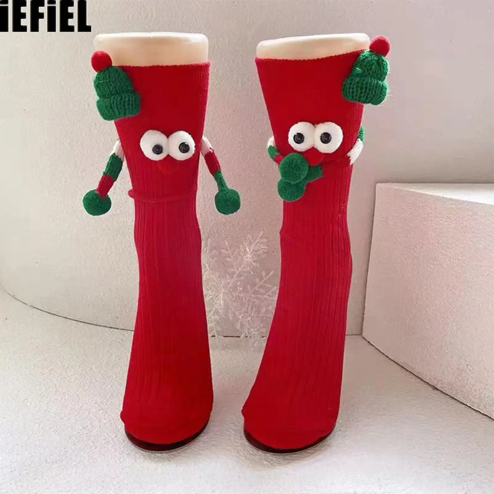 Simpatici calzini natalizi Calze natalizie Novità Calzini magnetici tenuti a mano per bambini adulti