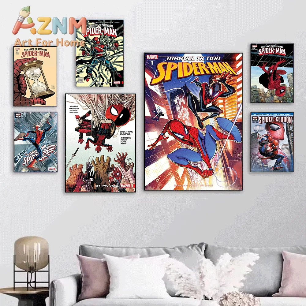 Marvel The Superior Spider‑Man Comic Canvas Print, Superhero Comic Cover Graphic Art Poster, Frameless Canvas Wall Picture for