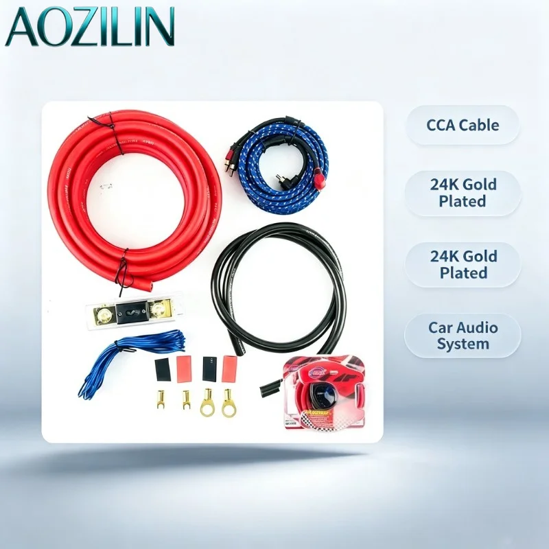 AOZILIN High Quality Professional CCA Amplifier Wiring Kit, 24K Gold Plated Connector for Car Audio System