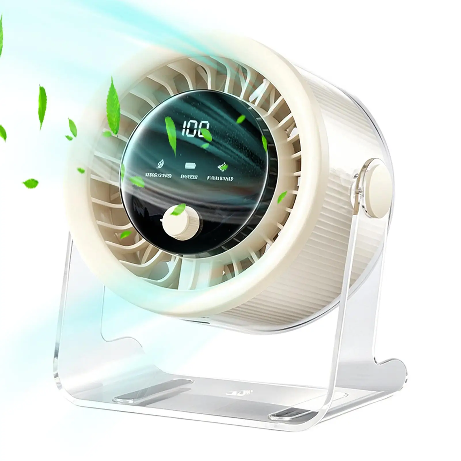 Mini rechargeable USB desktop fan Silent desktop fan 2000mAh Rechargeable Quiet Blower with LED Display office Table Fan