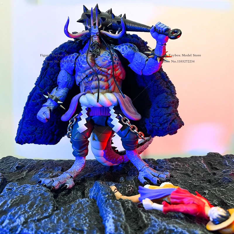 SHF Anime One Piece Action Figure Decoration Kaidou Blue Fur Cloak Sir Crocodile 18cm Black Windbreaker Shanks 16cm Cloth Coat