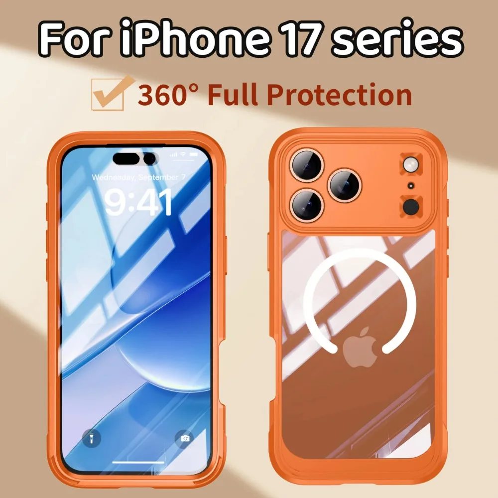 

360 Full Protection Heavy Duty Shockproof for Magsafe Case for IPhone 17 Pro Max Air 17Pro Wireless Charge Protect Ott Box Cover