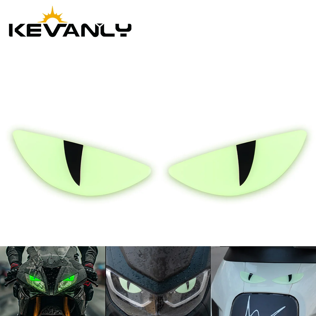 Motorcycle 3D Reflective Devil's Eye Luminous Stickers Motorcycle Headlight Decorative Decal Night Safety Fluorescence Cat Eyes