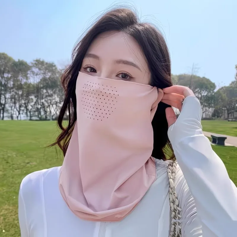

Women‘s Men's Ice Silk Full Face Sun Mask Summer Neck Cover Breathable Ear Loop Scarf UV Protection for Daily Outdoor