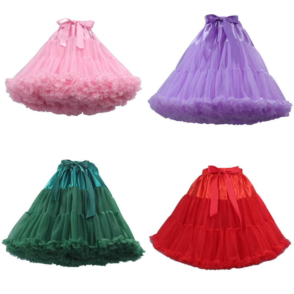 12 Colors Women Flower Style Lolita Petticoats Crinoline Inner Bustle Cosplay Tutu Puffy Pleater Cancan Skirt Under Dresses