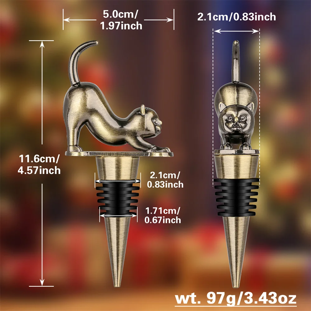 Cute Cat Wine Bottle Stopper Bronze/Grey Black Metal Decorative Wine Gift Home Bar Tools Champagne Red Wine Stoppers