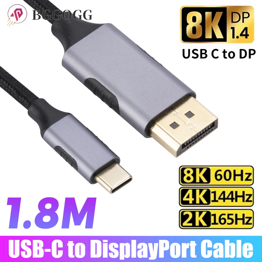 

1.8m USB-C To DisplayPort Cable DP Type C 3.1 To Display Port 1.4 Cable 8K@60Hz Thunderbolt 3 4 for MacBook Air Pro Samsung