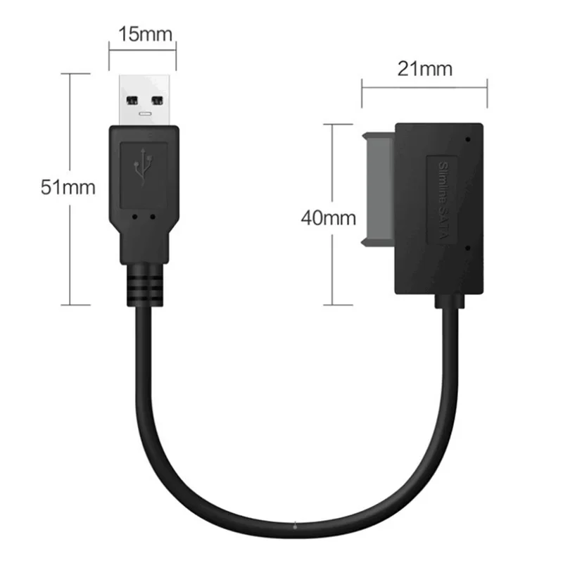 USB2.0  To Mini Sata II 7+6 13Pin Adapter Converter Cable  for Laptop CD/DVD ROM Slimline Drive