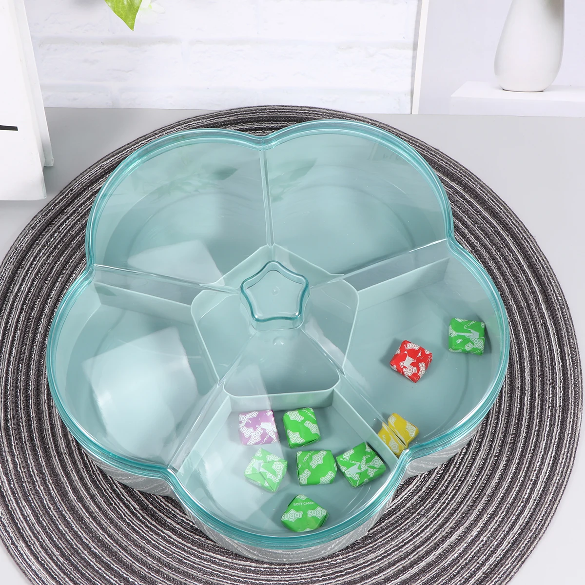 

Candy Box Compartments Storage Divided Tray Fruit Serving with Clear Lid Container Snack Trays