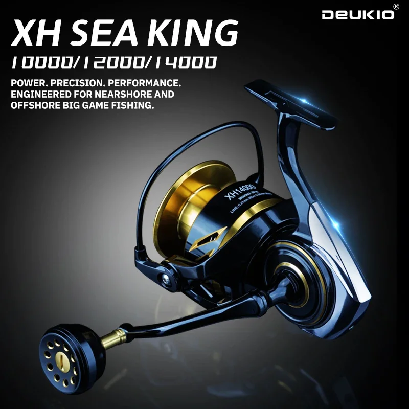 DEUKIO 26KG Max Drag Spinning Reel 8000, Dual Guide Rod Stabilization System, 7+1BB 4.7:1 Gear Ratio Saltwater Big Game Reel