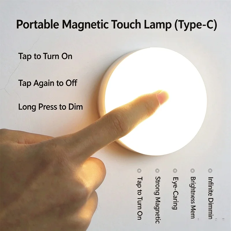 Control Tap LED Night Light Dimmable Feeding Lamp Dorm Wardrobe Bedside Lighting